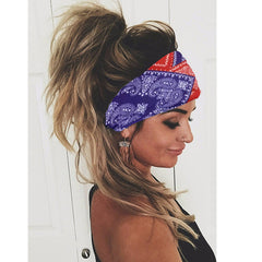 Printing Elastic Hair Band Colorful Geometric Wide-brimmed Sports Headband