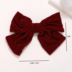 Red Flannel Big Bow Spring Clip Barrettes