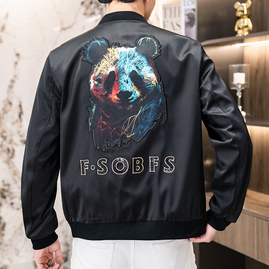 Men's Fashion Casual Embroidered Coat Jacket Top