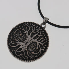 Viking Tree Of Life Zinc Alloy Pendant Vintage Aoding Rune World Tree Round Necklace