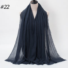 Pure Color Pleated Cotton Scarf Cotton And Linen Scarf