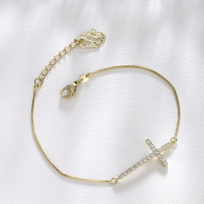 European And American Zircon Cross Bracelet