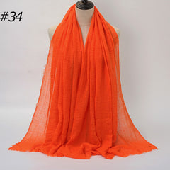 Pure Color Pleated Cotton Scarf Cotton And Linen Scarf