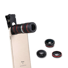 Mobile Phone Lens 12x telephoto Telescope Wide-angle Micro Fisheye 5-in-1 Set