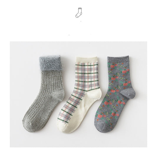 Minimalist Printed Cute Women's Mid Length Socks