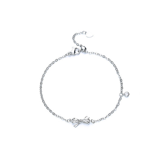 Cold Light Luxury Personalized Girlfriends Diamond Bow Bracelet