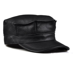 Autumn And Winter Men's Genuine Leather Octagonal Cap