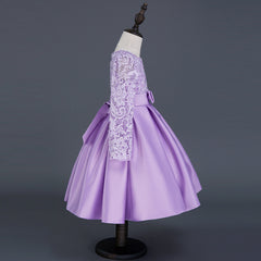 Carisa Europe and America autumn and winter children's dress princess dress long sleeve flower girl dress female purple lace costumes wholesale