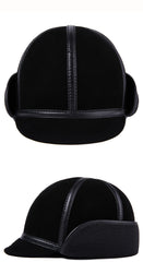 Casual Leather Men's Winter Sheepskin Velvet Thermal Outdoor Hat