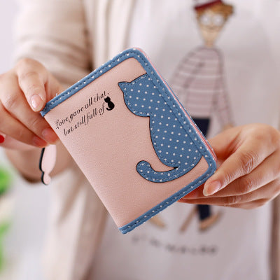 new style cartoon short wallet female Korean version lovely girl child vertical zipper position