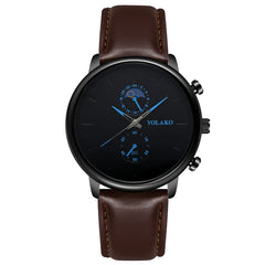 Leather Belt Two Eye Ultra-thin Quartz Men's Watch