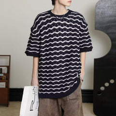 Men's Short-sleeved T-shirt Hollow Sweater Jacquard Top