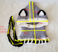 Children's wool knit hat hand-knitted warm earmuffs cape caps for men and women