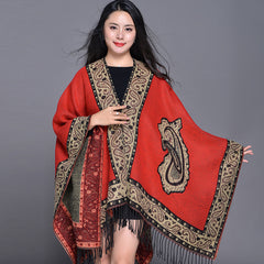 Travel Autumn And Winter Nepal Ethnic Style Extra Large Thickened Split Shawl Scarf Cape