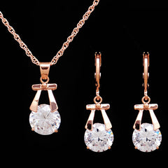 Europe and America new jewelry, crystal earrings, jewelry set, Korean version of the bride necklace, gold-plated butterfly pendant