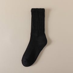 Winter Fleece-lined Thickened Middle Tube Cotton Thermal Terry Long Tube Casual Socks