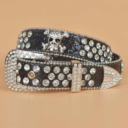 Denim Style Women's Skull Rhinestone Belt