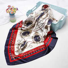 High-end Versatile Retro Printed Artificial Silk Scarf For Women