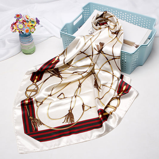 High-end Versatile Retro Printed Artificial Silk Scarf For Women