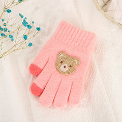 Children's Five Finger Knitting Wool Gloves