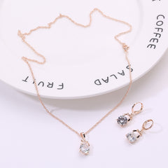 Europe and America new jewelry, crystal earrings, jewelry set, Korean version of the bride necklace, gold-plated butterfly pendant