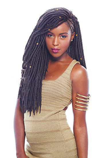 African black solid braided chemical fiber wig