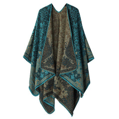 Women's Split Cloak Shawl Classical Style Double-sided Tassel Travel Warm Cloak New