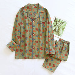 Woven Jacquard Lapel Pajamas Suit Loose