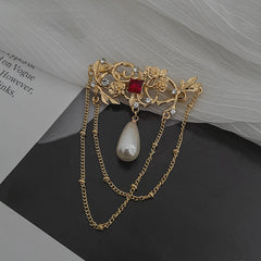 Special-interest Design Chain Tassel Pin Water Drop Pearl Accessories