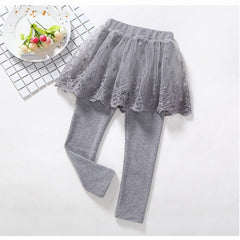 Children's Fake 2 Girls Leggings Cotton Lace Skirt Pants