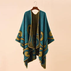 European And American Street Auspicious Clouds Pattern Herringbone Cashmere Warm Shawl