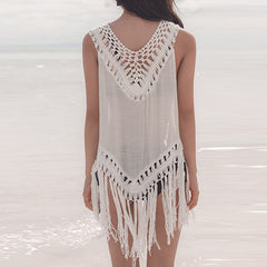 Sexy Cover Up Summer Beach Wear Tassel Bathing Suit Pareo Swimsuit Bikini Sunscreen One Piece Robe Beach Tunic Swimwear