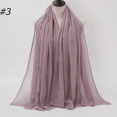 Pure Color Pleated Cotton Scarf Cotton And Linen Scarf