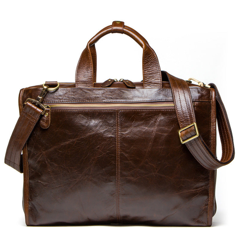 Cowhide Business Briefcase Men's Shoulder Messenger Bag Casual Computer Bag