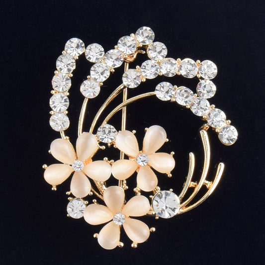 High-end flower corsage, opal vintage brooch, wedding corsage