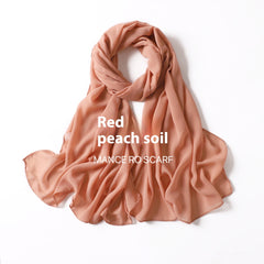 Pure Color Pearl Chiffon Scarf Headcloth Veil Chiffon Scarf