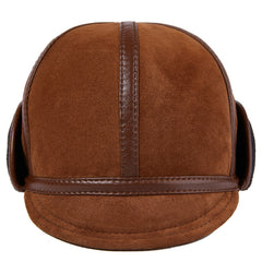 Casual Leather Men's Winter Sheepskin Velvet Thermal Outdoor Hat