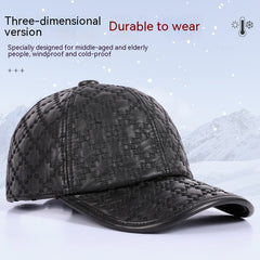 Full-grain Sheepskin Korean Style Small Plaid Hat Men