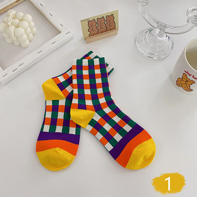 Rainbow Women Cute Mid-calf Length Socks