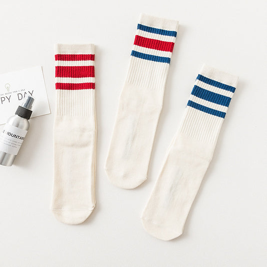 Men's Striped Mid-calf Length Sports Cotton Socks