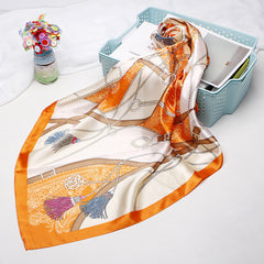 High-end Versatile Retro Printed Artificial Silk Scarf For Women