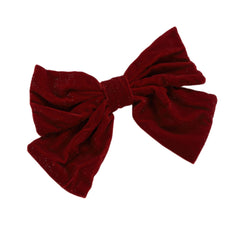 Red Flannel Big Bow Spring Clip Barrettes