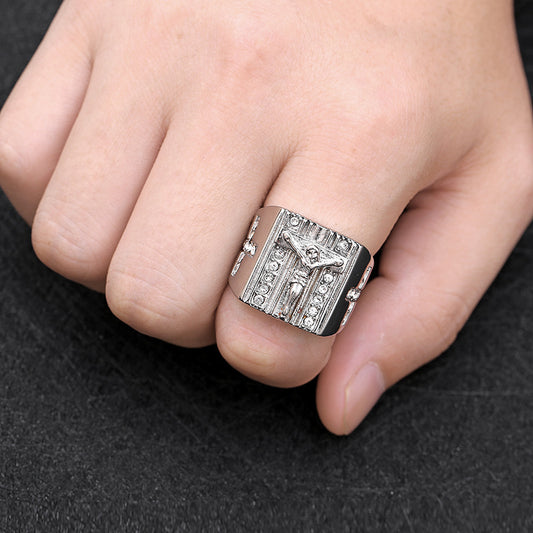 European And American Retro Religious Jesus Cross Ring