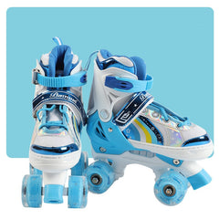 Children's Skates Double Row Four Wheel Full Flash