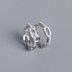 S925 Sterling Silver INS Niche Chain Diamond-studded Design Earrings