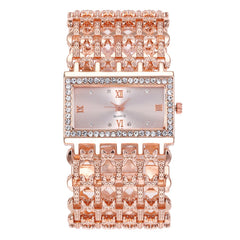 Women's Steel Band Diamond Watch Square Roman Rhinestone