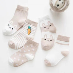 5 Pairs Children's Cotton Mid-calf Length Socks