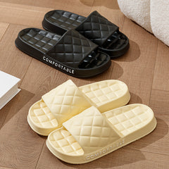 Men's Home Slippers With Plaid Design Soft-soled Silent Indoor Floor Bathing Slippers Women House Shoes Summer