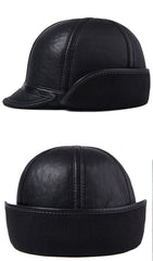 Casual Leather Men's Winter Sheepskin Velvet Thermal Outdoor Hat