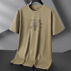 Men's Fashion Casual Round Neck Printed Cotton Short Sleeve